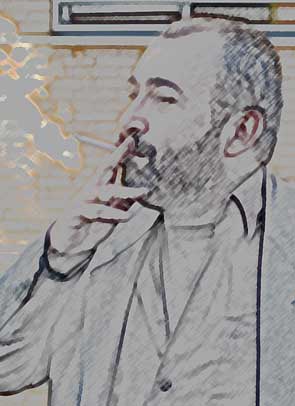 Javier Vázquez, perfil fumando, by Fénix, copyright.