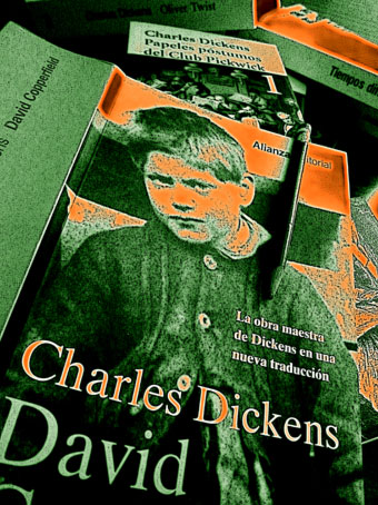Leyendo a Dickens, ilustración de Daniel Fénix, copyright.